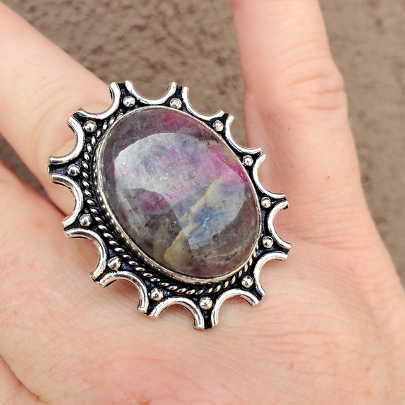 New Natural Pink Tourmaline 13 Moon 925 Silver Ring. - Picture 10 of 16